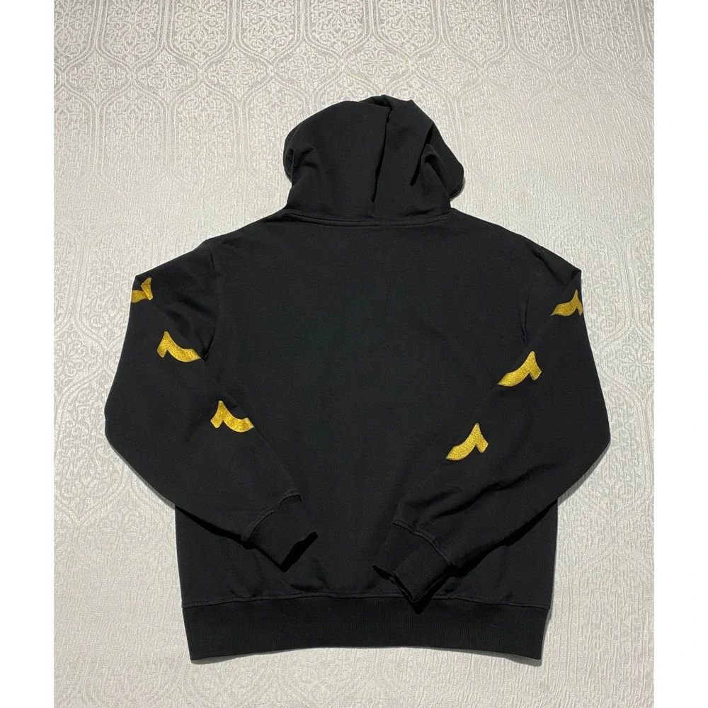 TRUE RELIGION Black Gold Logo Hoodie‎ Sweatshirt Hooded Pullover Mens Large